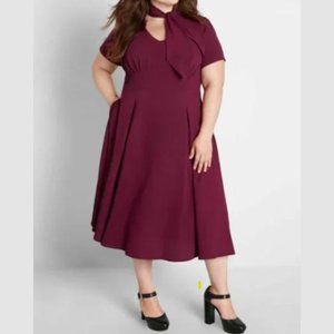 NWT ModCloth X Collectif Suzette Swing Dress in Wine size UK-20